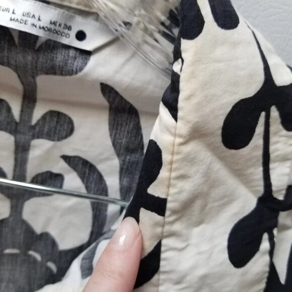 Zara Floral Printed Black White Kimono Belt Dress L - Picture 9 of 15